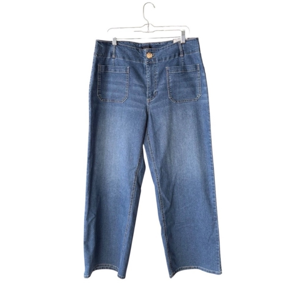 NEW Rafaella Denim Wide Leg Jeans Plus Size 14 Patch Pockets Casual Boho Preppy - Picture 5 of 9